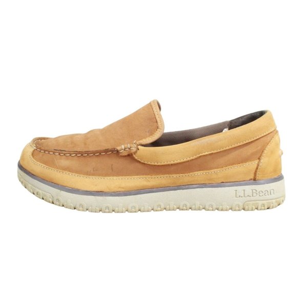 LL Bean All Week Brown Leather Fleece Lined Waterproof Moc Toe Slipper 10 M - Picture 1 of 9